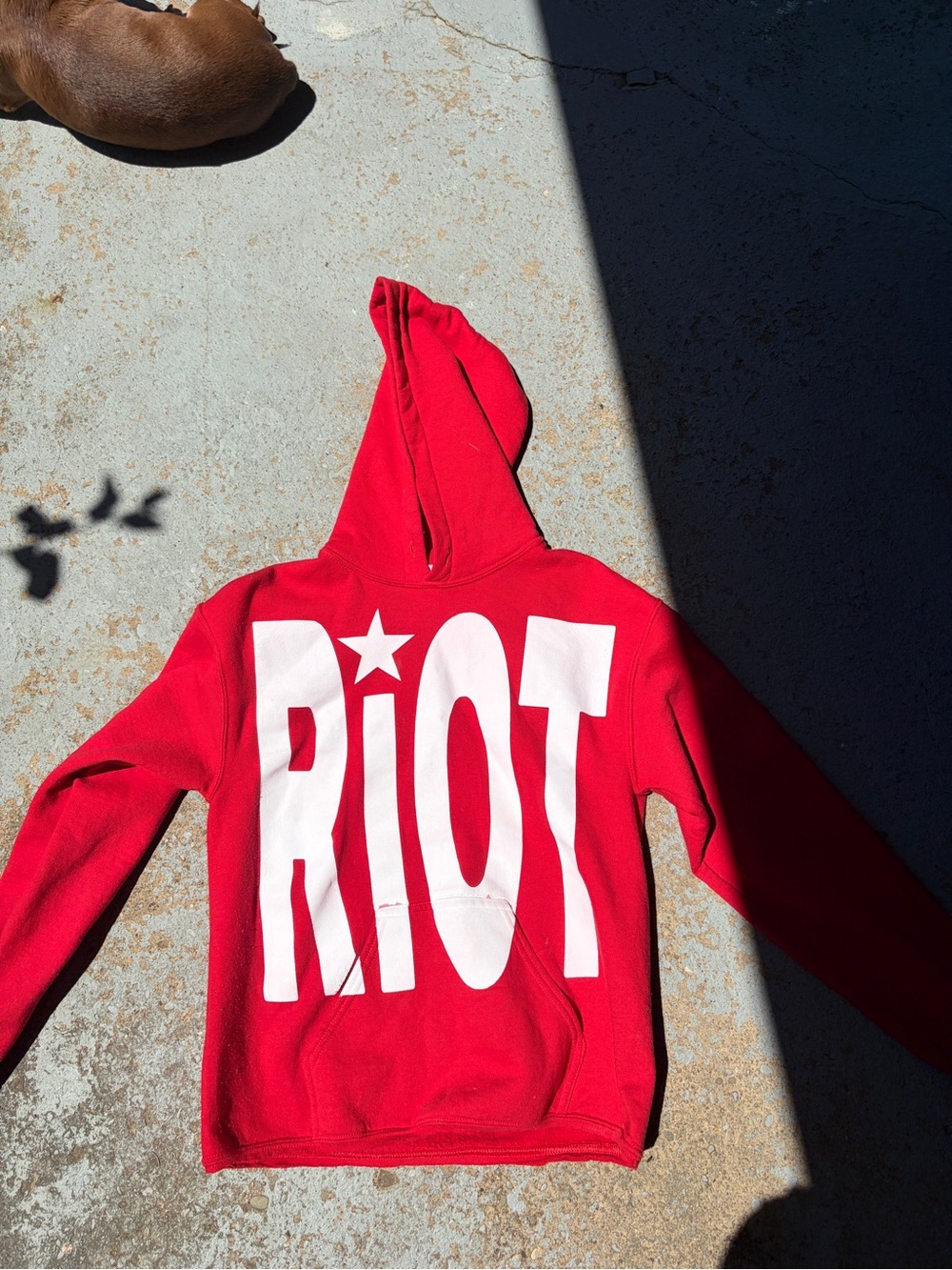 riot society Red Hoodie with White RIOT Graphic